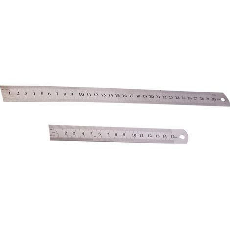Lot de 2 règles en acier inoxydable à double échelle (15 cm et 30 (1/5)