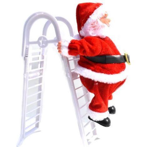 Décoration de Noël - Père Noël - Échelle électrique - Musique - 42 cm - Blanc (1/4)