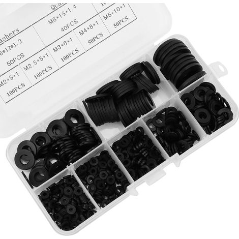 Rondelles en nylon (500 pièces/boîte) - M2, M2.5, M3, M4, M5, M6, M8, M10 - Accessoires de quincaillerie - Noir (1/5)