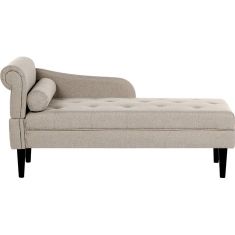 Chaise longue de tela diván de estilo moderno patas de madera cojín incluido fácil de limpiar beige izquierdo Yvoire