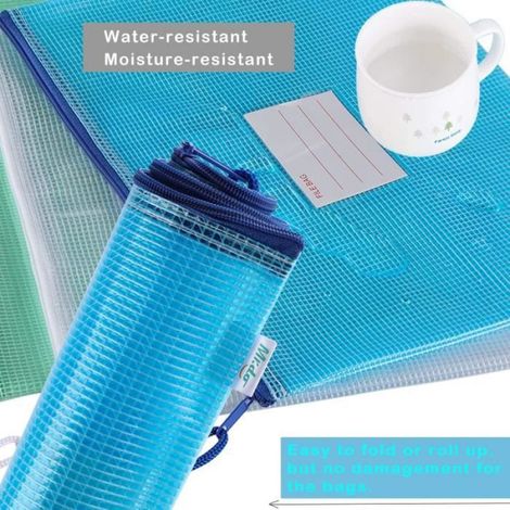 A4 Pochette à Document épais Sac de Fichier avec Poche pour étiquette Mesh Zip Classeur Dossier Chemise Imperméable Ranger Papi[148] (1/4)