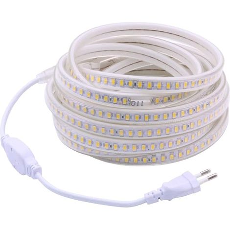 QAZQA 8M Ruban LED Pour Exterieur 220V 6000K Blanc Froid 5 Metres IP67 Etanche Bandeau Lumineuse a LED (Blanc Froid, 8m) (1/5)