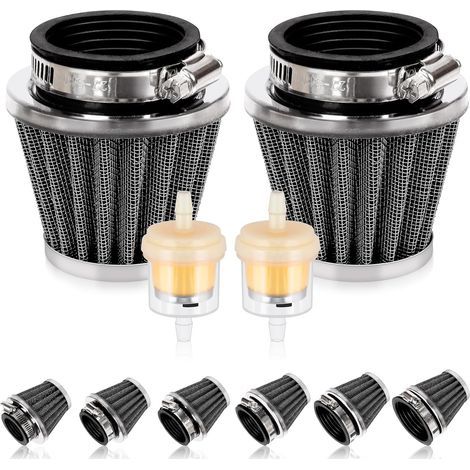 Set di 2 filtri aria per moto da 42 mm con 2 filtri carburante di ricambio universali per ATV, moto da cross, scooter da 50cc, 110cc, 125cc, 150cc, 200cc (neri) (1/5)