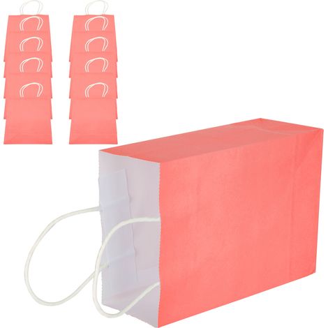 10 sacs cadeaux en papier kraft rose 15x8x21cm pour anniversaire, mariage et événements spéciaux (1/5)