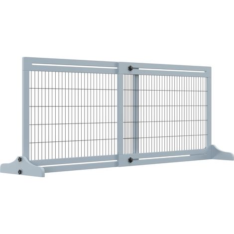 Cancelletto di Sicurezza Estensibile per Animali Domestici 104-183x36x69 cm in Legno e Acciaio Blu (1/5)