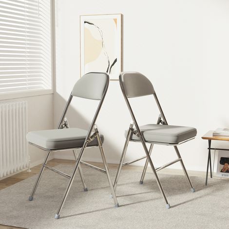 Lot de 2 Chaises Pliantes en Similicuir Durable – Faciles à Nettoyer & Gain de Place Maximal – Idéal Bureau/Salle à Manger/Extérieur/Mariage (Design Polyvalent) (1/5)