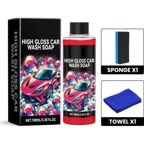 Shampoo Extérieur Voiture - Nettoyant Automobile Concentré à Mousse Abondante - Pour Carrosserie Peinte, Jantes Acier, Vitres et Caoutchouc - 100 ml (1/5)