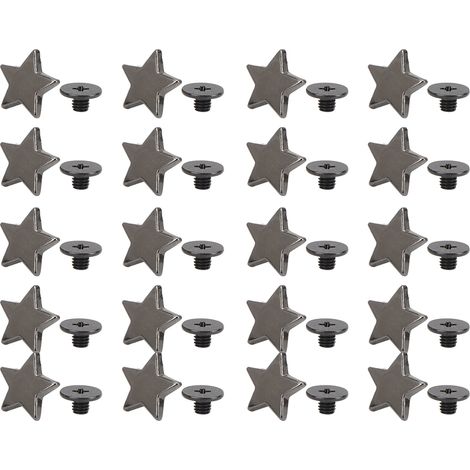 20 Vis Rivets Étoile Décoratifs en Métal Noir pour Vêtements et Chaussures DIY avec Vis (1/5)