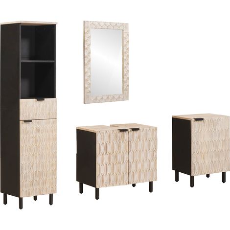 Maison Exclusive - Set da Bagno con cassetto 4 pcs Finitura Bianco Lavato