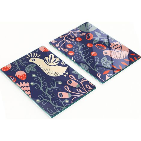 Pannelli in vetro antigraffio con motivo gufo e gallina, 2x40x52 cm (1/5)