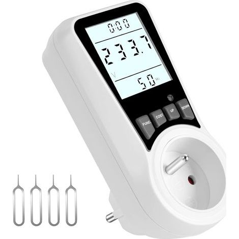Misuratore di consumo elettrico flintronic, wattmetro max 3680W con schermo LCD, monitor di consumo Volt Amp Watt kWh, 7 modalità di monitoraggio, protezione da sovraccarico (1/5)