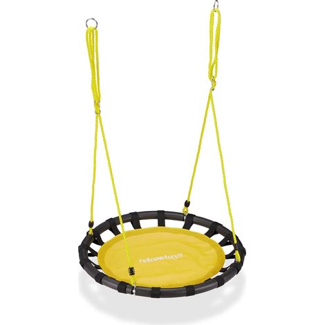 Balançoire nid d'oiseau ronde 80 cm réglable confort décoration jardin en métal noir (1/5)