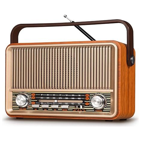 J-120 Radio Portable AM FM, Transistor Radio Stecker in Wand oder wiederaufladbare batteriebetriebene Radio für Zuhause im Freien, Retro Vintage Bluetooth Lautsprecher mit AUX TF Karte USB Spielen