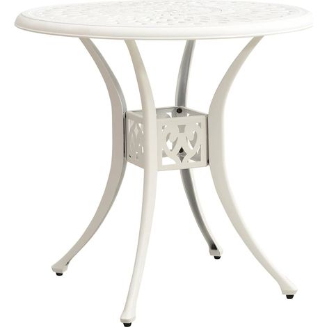 vidaXL Table de jardin Blanc 78x78x72 cm Aluminium coulé (1/5)