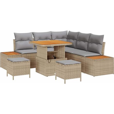 Garden Sofa Set 8 pcs 7-Seater Beige Poly rattan vidaXL (1/5)