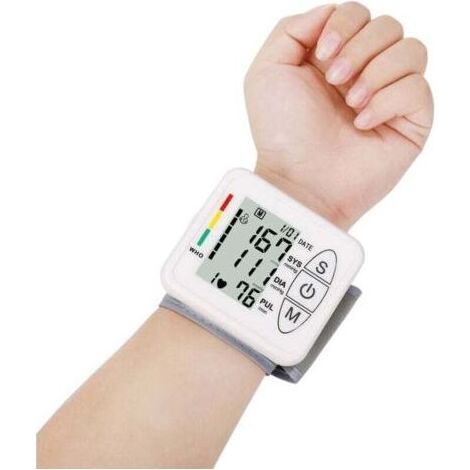 Elektronisches Blutdruckmessgerät für das Handgelenk mit Arrhythmieerkennung, großem hintergrundbeleuchtetem LCD-Bildschirm, Sprachführung, Dual-User-Funktion und 2 x 99 Speicherplätzen (1/4)