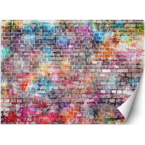 Papier peint mur de briques colorées - 200 x 140 cm