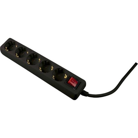5-fach Steckdosenleiste 2m 230V schwarz Flachstecker Bügel IP20
