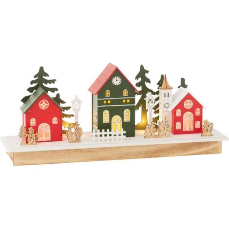 Déco Village à LED en Bois "Hiver" 44cm Multicolore (1/3)