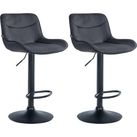 Set di 2 sgabelli da bar girevoli dalla forma ergonomica con cuciture decorative in velluto nero e struttura in metallo nero 100006362