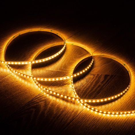 Tira LED 24V SMD 120 LED/m 5m 10W/m 1000lm/m Ancho 8mm Corte 5cm IP20 2200K Súper Cálido