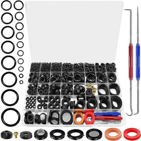 Set mit 1075 Unterlegscheiben und O-Ringen für Armaturen, Größe 37, und Sortiment an universellen Gummidichtungen für Sanitärinstallationen. (1/5)