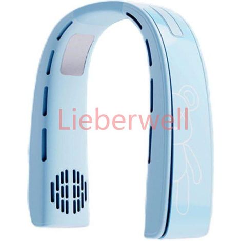 Ventilateur ventilateur personnel pliable conception sans lame ventilateur de cou aliment par USB 3 vitesses bleu (1/4)