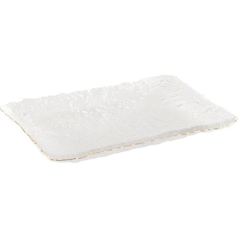 Plat à Cake de Service avec Bord Doré pour Présentation et Gâteaux 23 x 14,5 x 2,5 cm - PANGIVO (1/2)