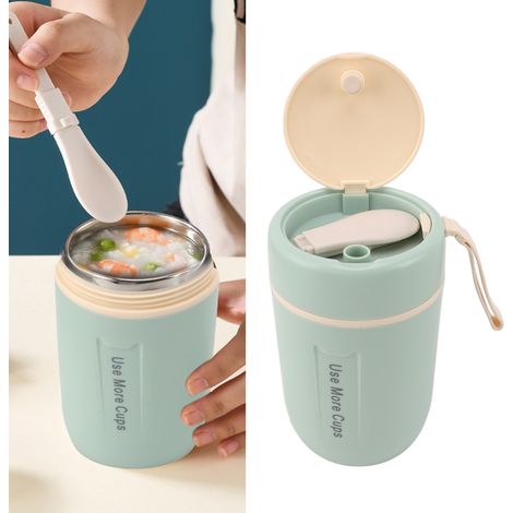 Isolierte Wasserflasche für Kinder, hitzebeständig, tragbar, aus lebensmittelechtem Edelstahl 304, stylisch, Frühstücksbecher für Schüler mit Deckel, mintgrün. (1/5)