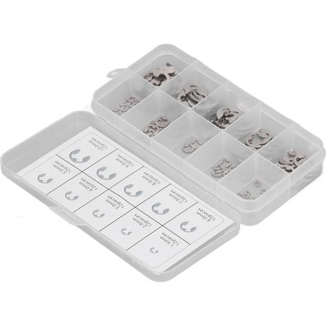Kit de 120 Circlips en Acier Inoxydable 304, Anneaux de Retenue E-Clip pour Roulements et Pièces Mécaniques (1/5)