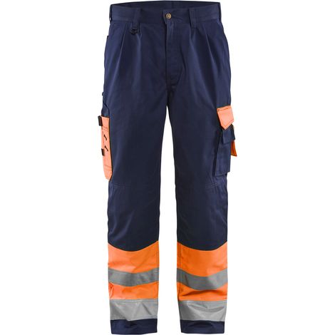Pantalon de travail haute visibilité artisan 1584 - Orange fluo/Marine XL - FR(48) - SE(C54) - Courtes