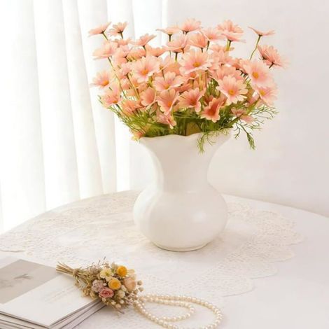 10 Tiges de Marguerites Artificielles Champagne, Fleurs de Soie Réalistes pour Bouquets de Marguerite Cou FLEUR-PLANTE ARTIFICIELLE (1/5)