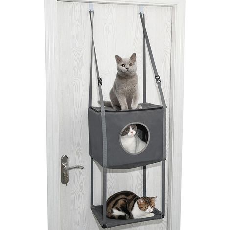 Arbre à Chat de Porte d'intérieur - Hamac Pliable et Respirant pour Grands Chats, Monté sur Porte, 16x13 Pouces, Lit Confortable, Perchoir Réglable Saisonnier (1/5)