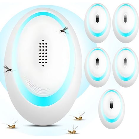 Répulsif à ultrasons 6 pcs Double fréquence CF+VF Anti-rongeurs et insectes Coverage 100m² Sans danger pour animaux Blanc (1/3)
