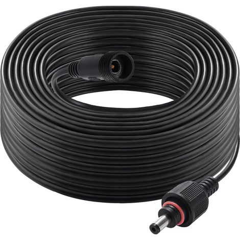 1 Rallonge Câble Mâle Femelle 5.5x2.1 mm, 22AWG Cuivre IP67 Étanche, 10m Pour Lampes Solaires Jardin