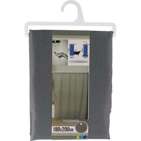 Rideau de douche Gris avec anneaux inclus 180 x 200 cm - TENDANCE (1/3)