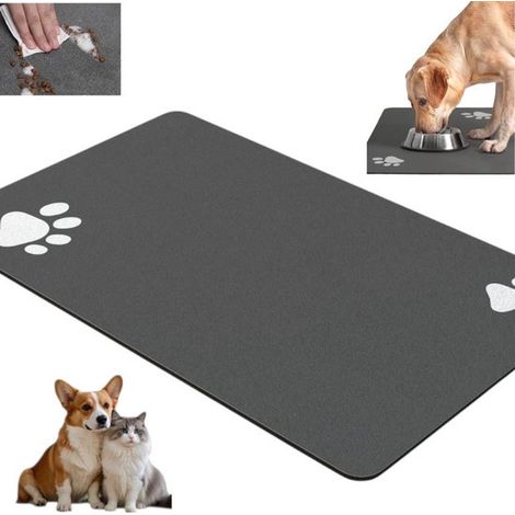 tapis d'alimentation pour animaux - Tapis absorbant pour chien - 30 x 45 cm - Pour gamelles d'eau et de nourriture - Accessoires pour chien - Noir - Articles pour animaux - Tapis d'abreuvement noir, r (1/5)