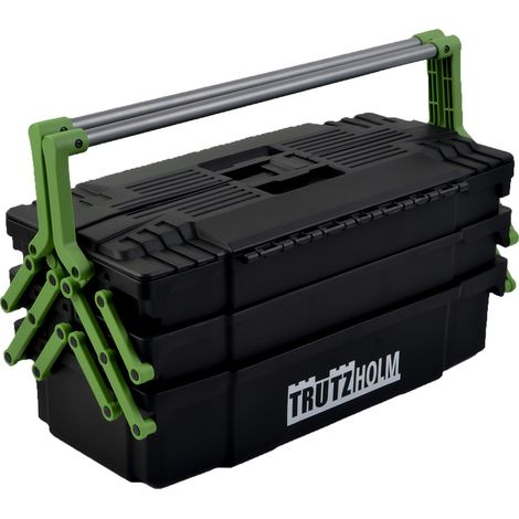 Werkzeugkiste 48x24x21 cm Kunststoff Griffe klappbar aus Stahl Werkzeugkasten Toolbox Organizer leer (1/5)