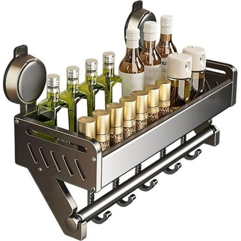 Suction cup metal wall shelves for shower and bathroom storage.