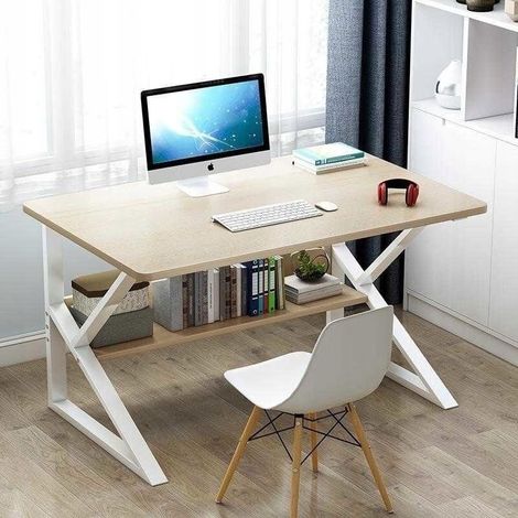 Computertisch, Bürotisch mit Ablage 80 x 40 cm, weiß, Sonoma-Tischplatte STL04B