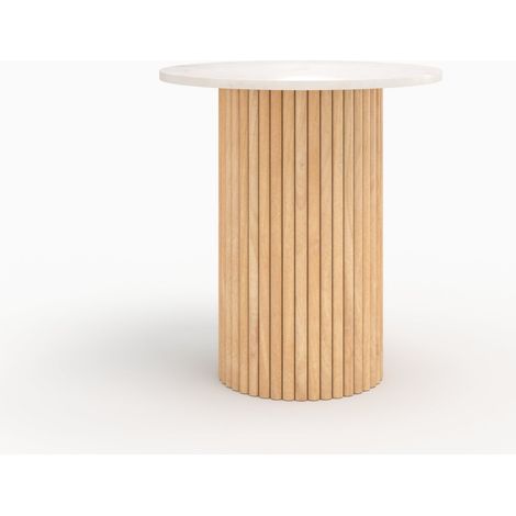 Mesa auxiliar de mármol y madera de mango D40 cm - Agathe