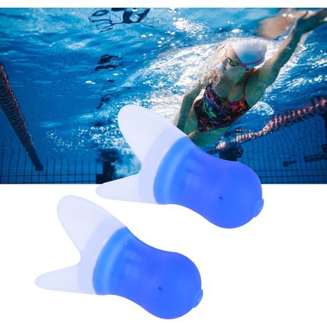 Bouchons d'Oreille Étanches en Silicone pour Natation Sauna Avion Réduction Pression Anti-Bruit avec Boîte de Rangement Aluminium Bleu (1/5)