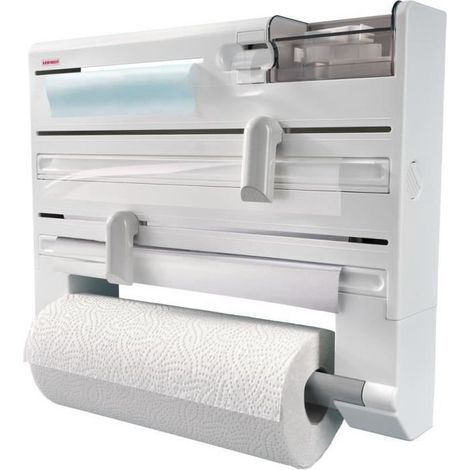Distributeur essuie-tout papier aluminium film Parat Plus ComfortLine 25723 Leifheit-Devidoir mural 6 rangements lames tranchant