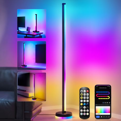 Mai & Mai Lampadaire LED Lampe d’Ambiance Multicolore Synchronisation Musicale Contrôle App Télécommande Bouton Luminosité Réglable Minuterie Hauteur Réglable pour Salon Chambre Lineora-01