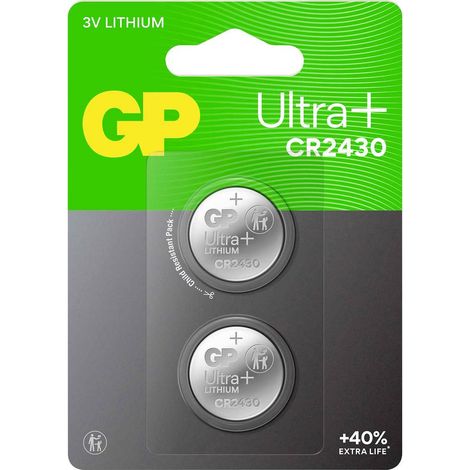 GP Pile bouton CR 2430 3 V 2 pc(s) 300 mAh Li-MnO2 GP Ultra Plus Batterie Lithium Knopfzelle CR2430 2 Stück