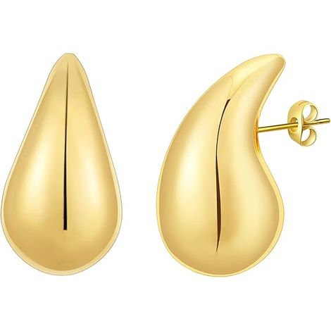 Boucles d'oreilles créoles dorées pour femmes, légères, en forme de goutte d'eau, ajourées et creuses, plaquées or, bijoux