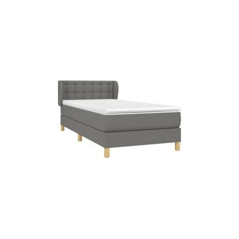 Sommier à lattes de lit avec matelas Gris foncé 90x200 Tissu (1/4)