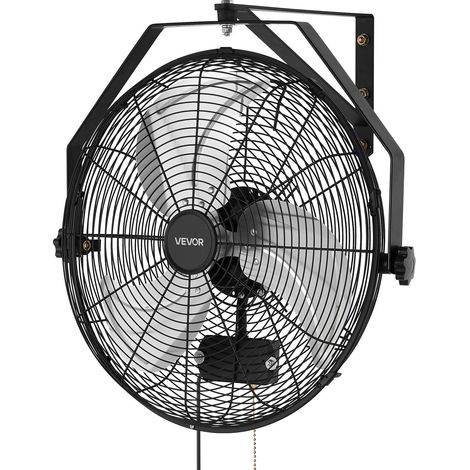VEVOR 80W Industrieller Wandventilator 56,5 cm, 6,4 m/s Oszillierender Wandlüfter mit 3 Stufen, IP44 Wasserfester Ventilator, Industrieventilator Gewerblich für Werkstatt Garage Lager Gym, Schwarz (1/5)