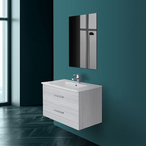 Mobile bagno sospeso 80 cm grigio con 2 cassettoni soft-close Desya (1/5)