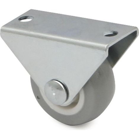 rueda fija azura aro de goma gris ø30 h35 soporte de acero zincado. (1/2)